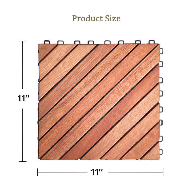 Onewell 11" x 11" Wood Interlocking Deck Tile in Brown Wayfair
